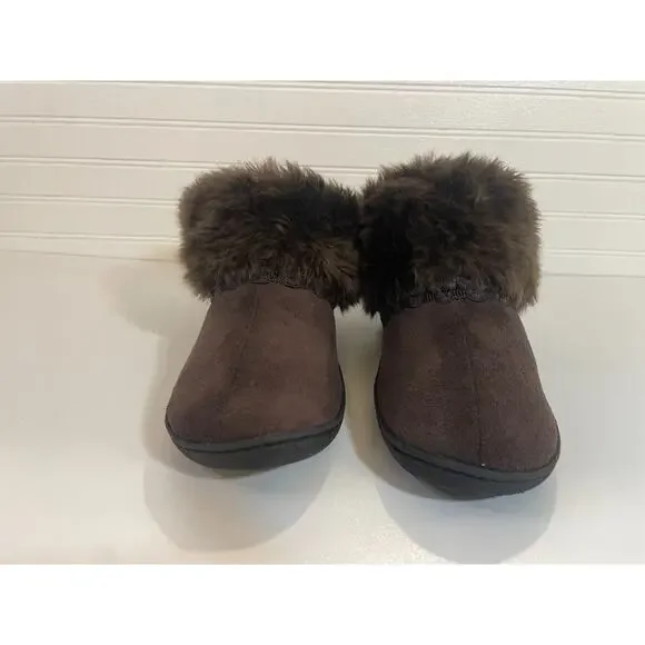 Isotoner Women's Recycled Brown Microsuede Mallory Boot Slippers Size 7.5-8 - Picture 5 of 12